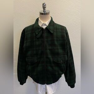 Polo Ralph Lauren Vintage Fleece Bomber Jacket in Black Watch Plaid Size XL